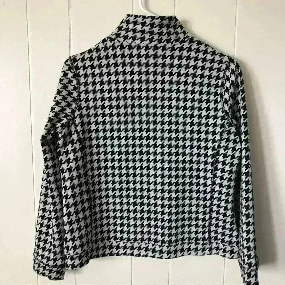 Ongue Petite Zip Up Houndstooth Cotton Blend Jacket Size M